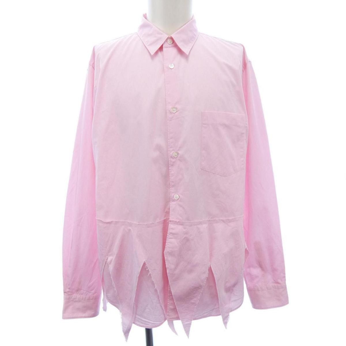 Shirt Button Up Cotton Long Sleeve Pink