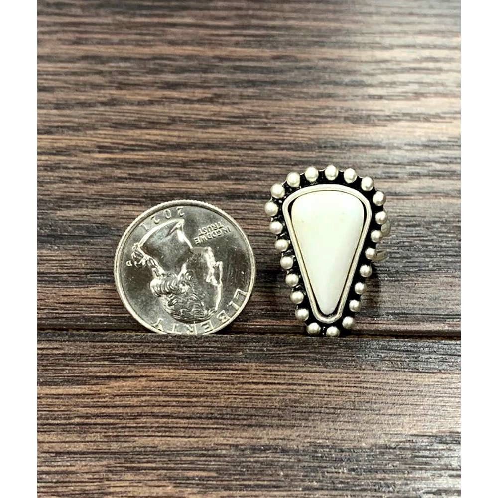 Other Boho White Turquoise Adjustable Statement Cuff Ring for Styl Size ONE SIZE - 3 Thumbnail