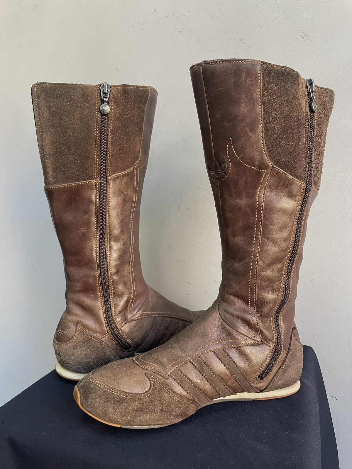 Yohji Yamamoto Adidas brown leather moto boxing boots shoes Y-3 style Size US 8 / IT 38 - 10 Thumbnail