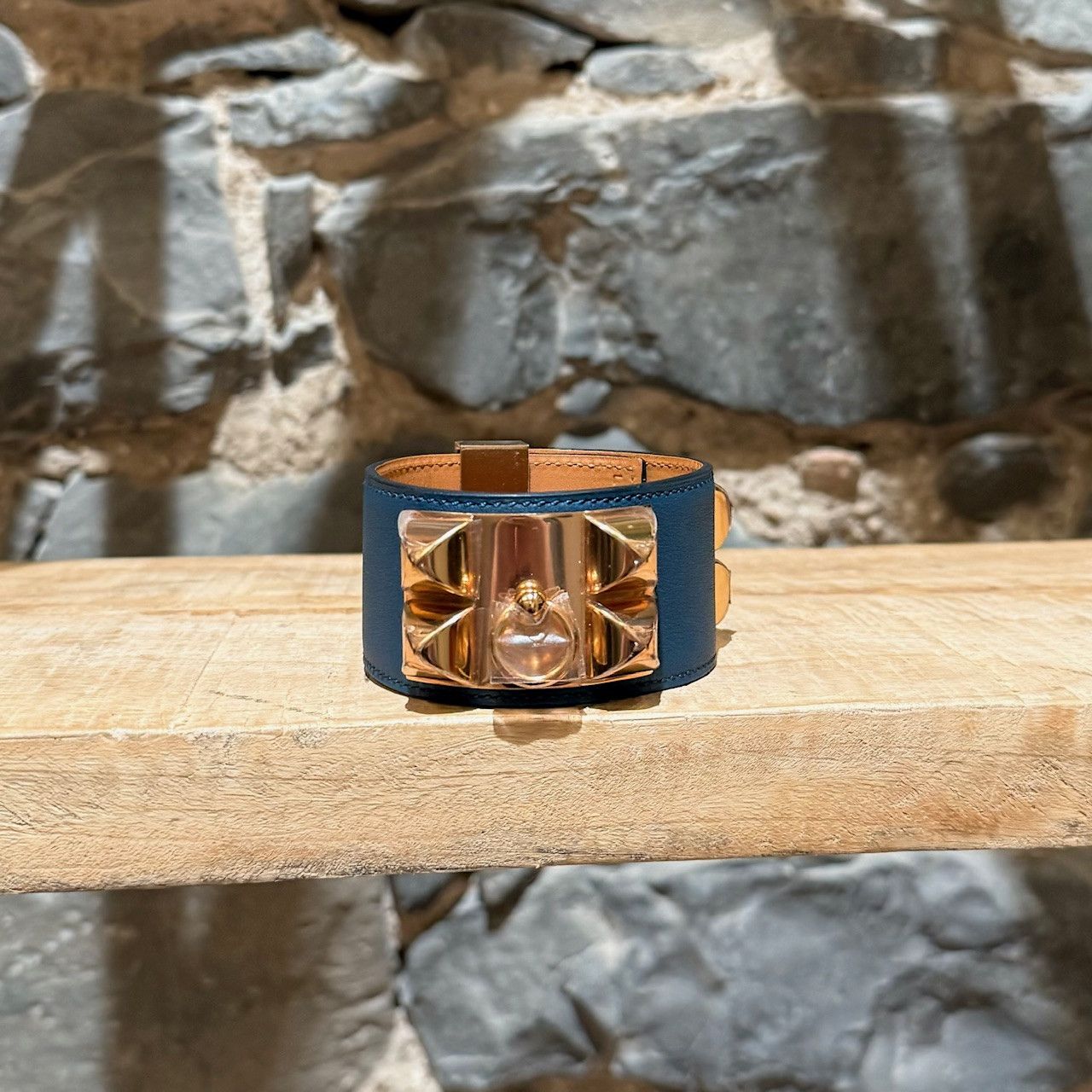 Hermes Hermès Blue Colvert Rose Gold Collier De Chien Bracelet Size ONE SIZE - 2 Thumbnail