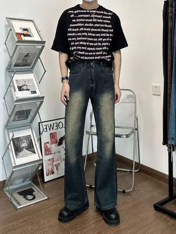 Japanese Brand naga Vintage washed distressed loose casual flared jeans Size US 32 / EU 48 - 5 Thumbnail