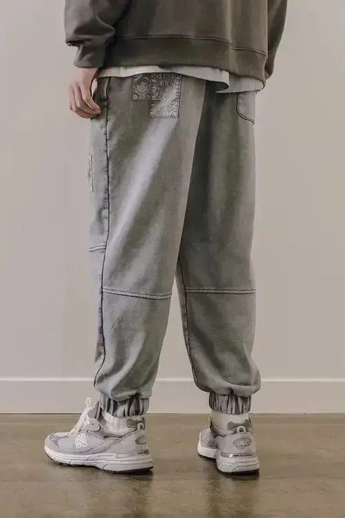 Other 20AW Indigo Union Japan Grey Patchwork Smiley Faces Pants Size US 33 - 4 Thumbnail