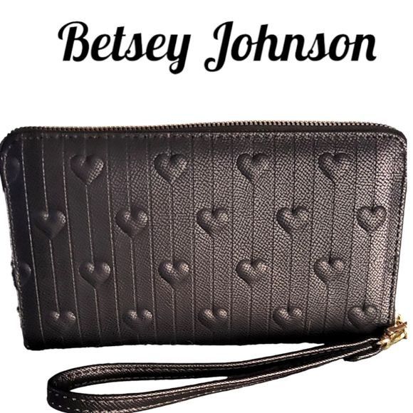 Betsey Johnson Brand New Betsey Johnson Black Leather Wristlet Wallet W/ Em Size ONE SIZE - 4 Thumbnail