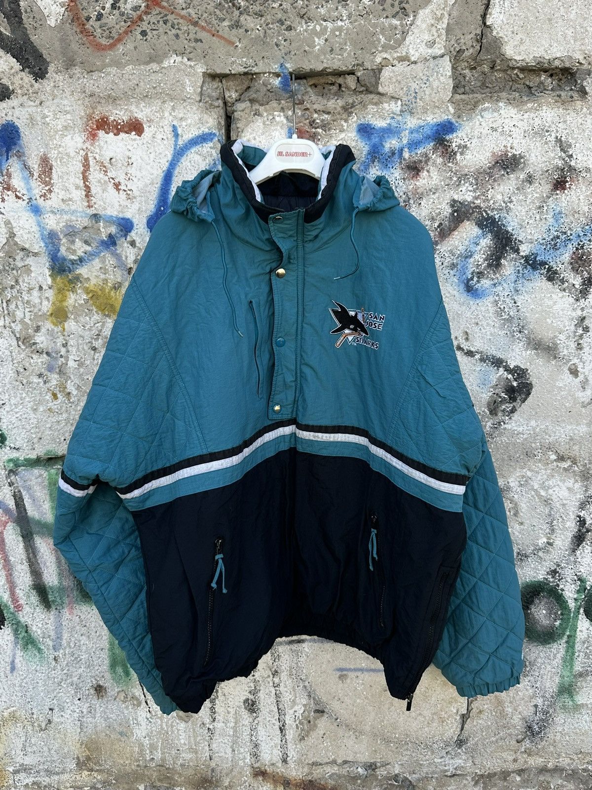Starter SAN JOSE SHARKS JACKET NHL VINTAGE HOCKEY STARTER MENS Size US XL / EU 56 / 4 - 1 Thumbnail