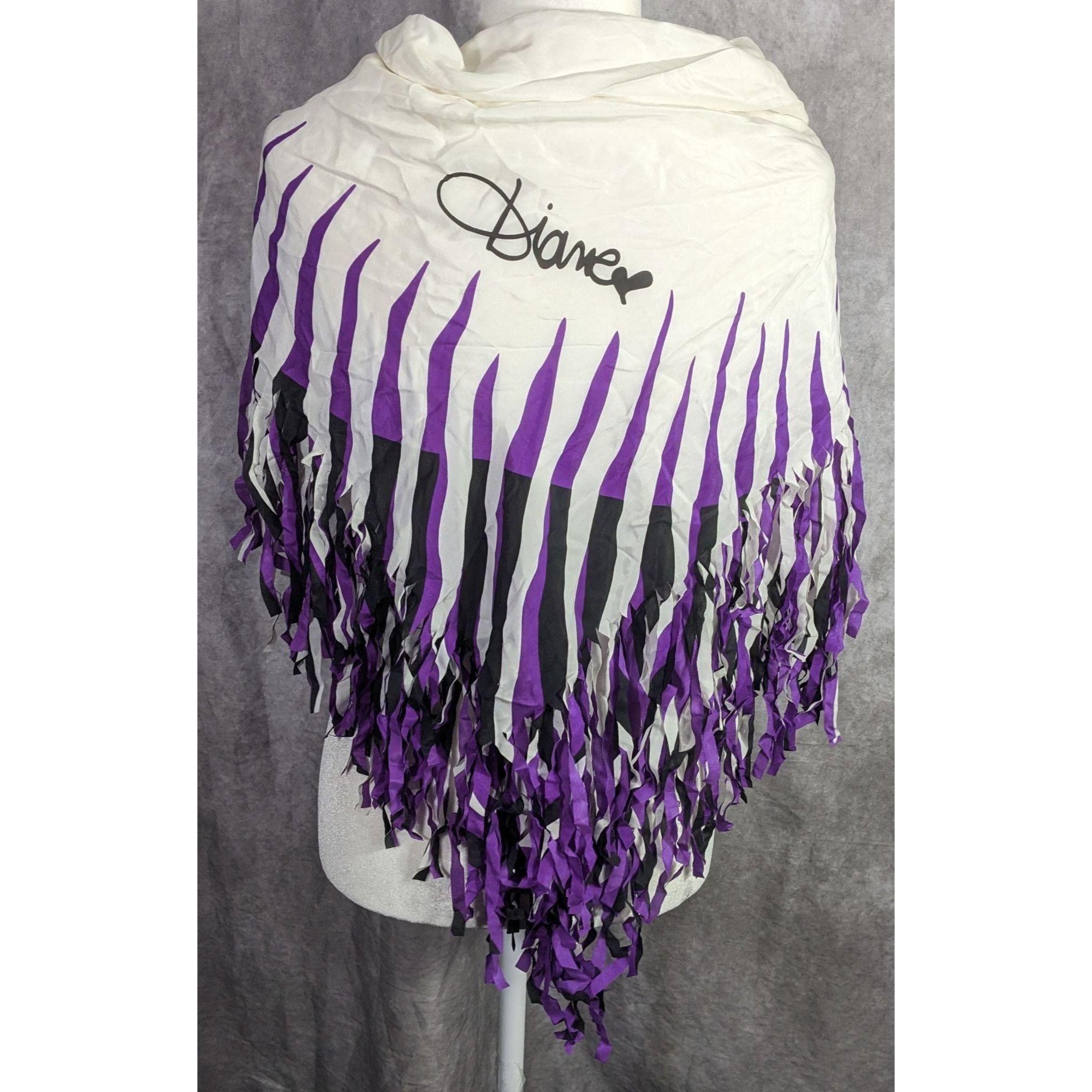Diane von Furstenberg Vintage Diane Von Furstenberg Purple Stripe Silk Fringe Scar Size ONE SIZE - 12 Thumbnail