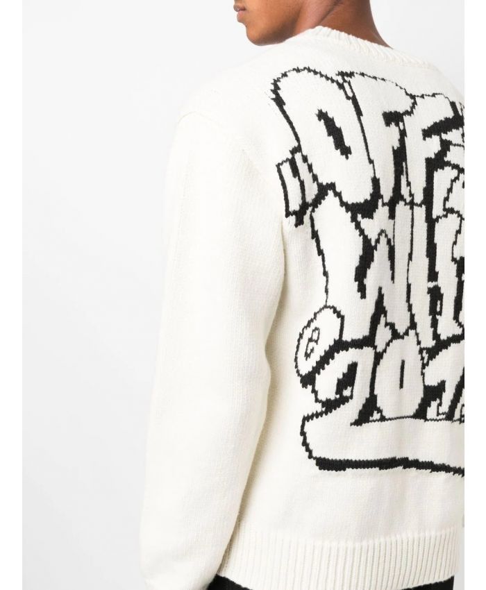 Off-White o1gr1nt1124 Graffiti Freest Chunky Knit Crew Sweater Size US L / EU 52-54 / 3 - 5 Thumbnail