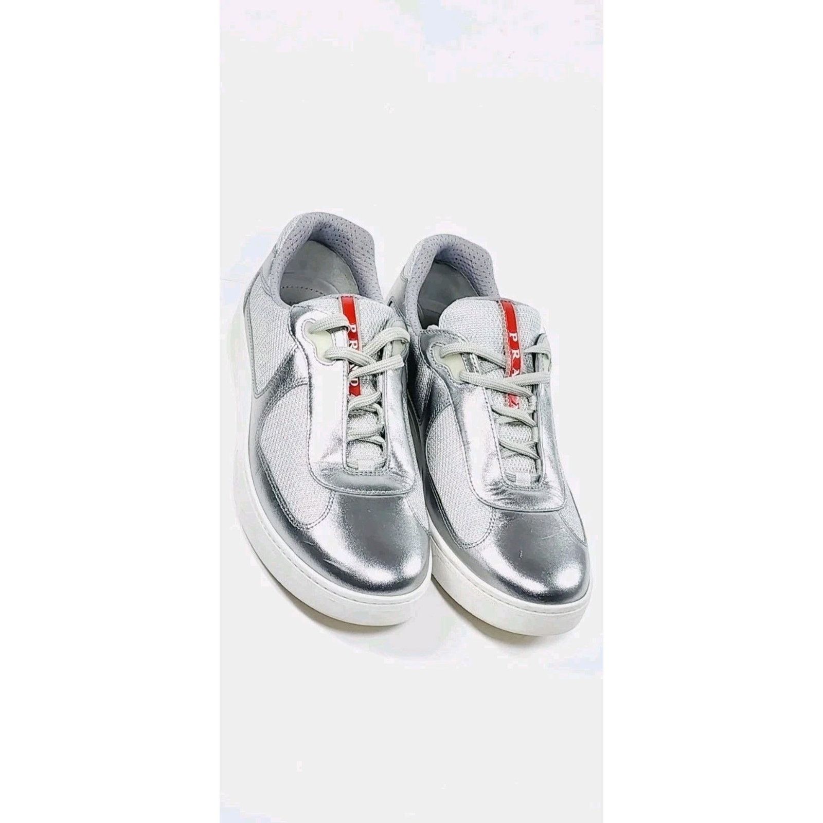 Prada Prada America's Cup Men US8 White Patent Leather Red Silver Size US 8 / EU 41 - 1 Thumbnail