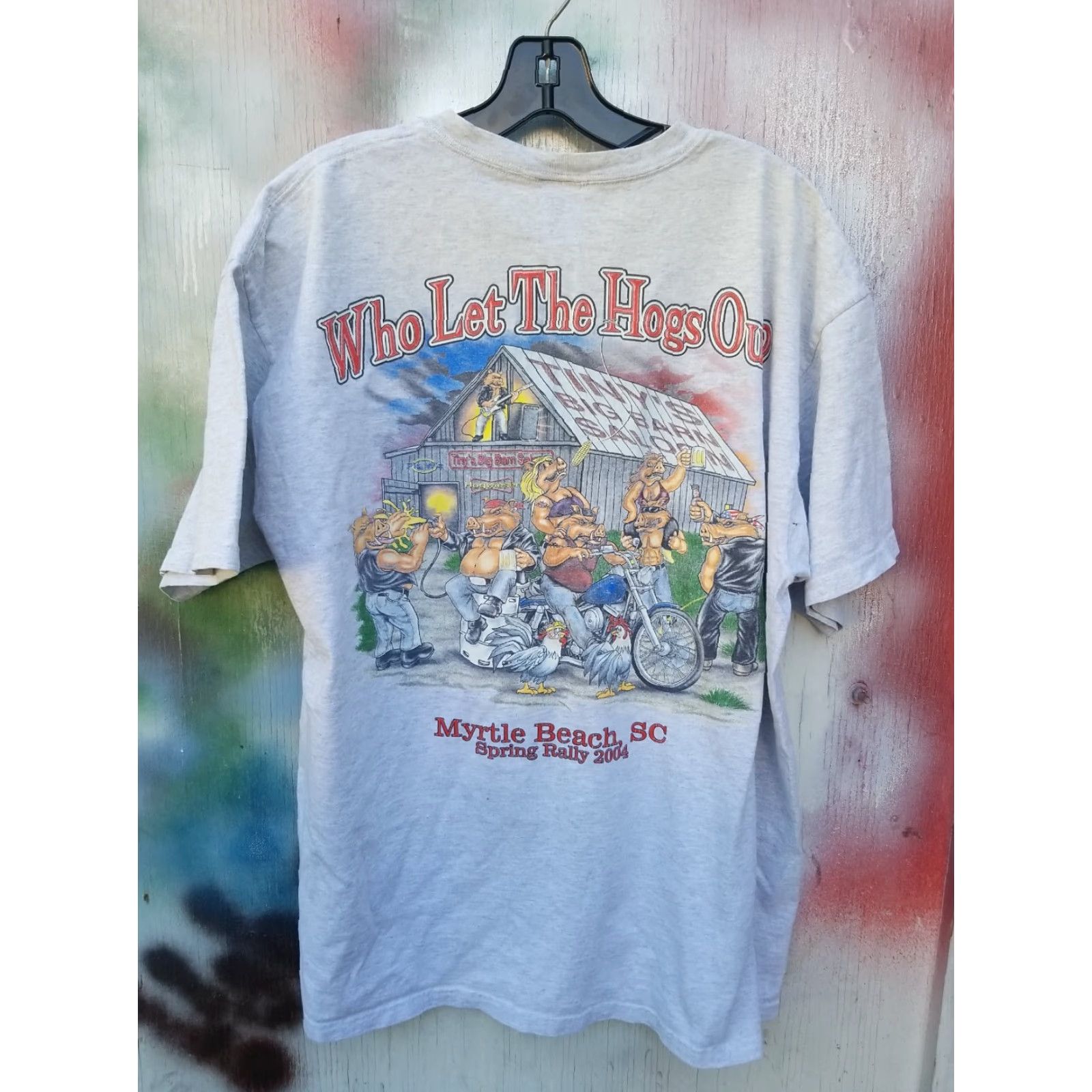 Vintage Vintage Myrtle Beach Spring Break Motorcycle Rally harley hog Shirt xl gray Crew Neck XL Adult Men 90s Vintage Print Shirt Men Size US XL / EU 56 / 4 - 2 Thumbnail