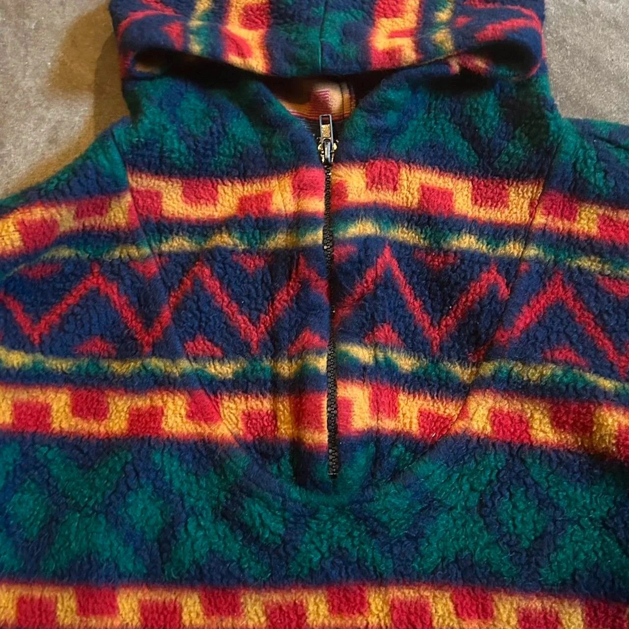 John Baner Vintage 90s multi-coloured fleece hoodie fleece zip up Size US L / EU 52-54 / 3 - 2 Thumbnail
