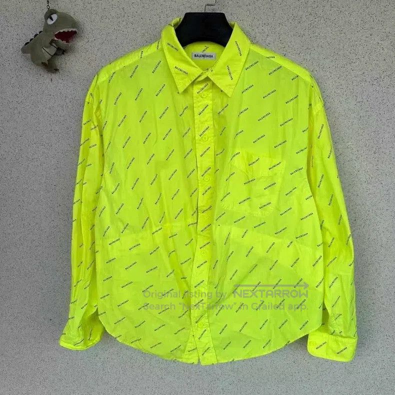 Balenciaga Balenciaga Neon Yellow Full Print Shirt Size XXS / US 00 / IT 34 - 1 Thumbnail