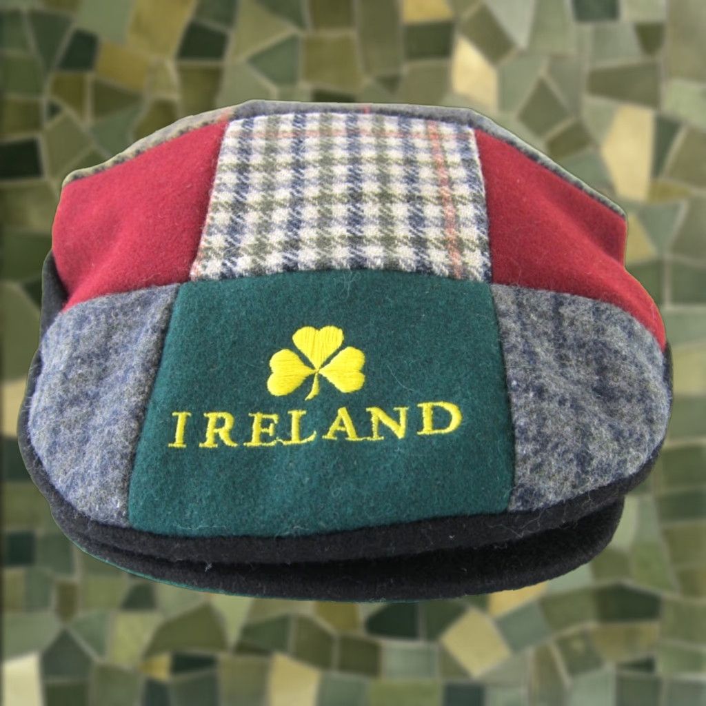 Vintage VINTAGE IRELAND Wool Green Red Grey Plaid Patch Cabby Newsboy Hat Cap OS Mens Cap Wool Plaid Newsboy Cap OS Size ONE SIZE - 1 Thumbnail