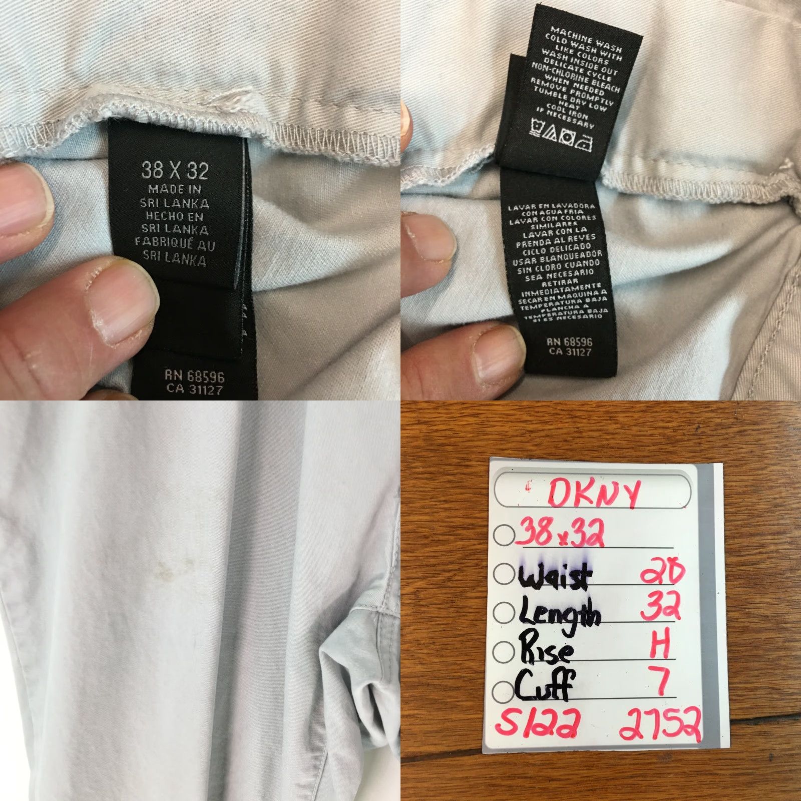 DKNY DKNY Jeans Bleecker Straight Denim Jeans Mens 38X32 Gray 100% Cotton Regular Rise 5-Pocket Leather Zipper Button Closure" Size US 40 / EU 56 - 8 Thumbnail