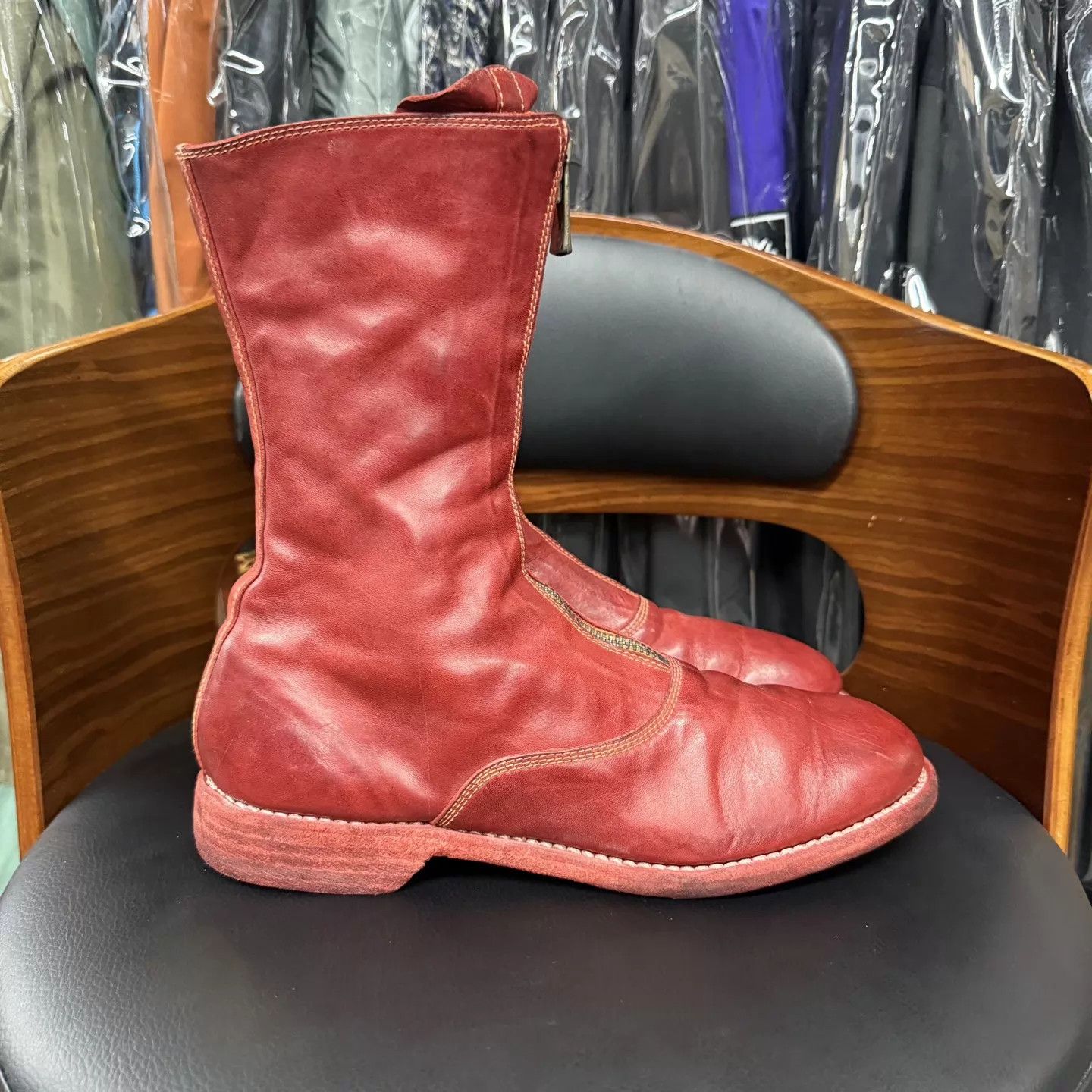 Guidi GuiDi 310 Red Calfskin Short Boots 38 Near Mint Size US 7.5 / IT 37.5 - 4 Thumbnail