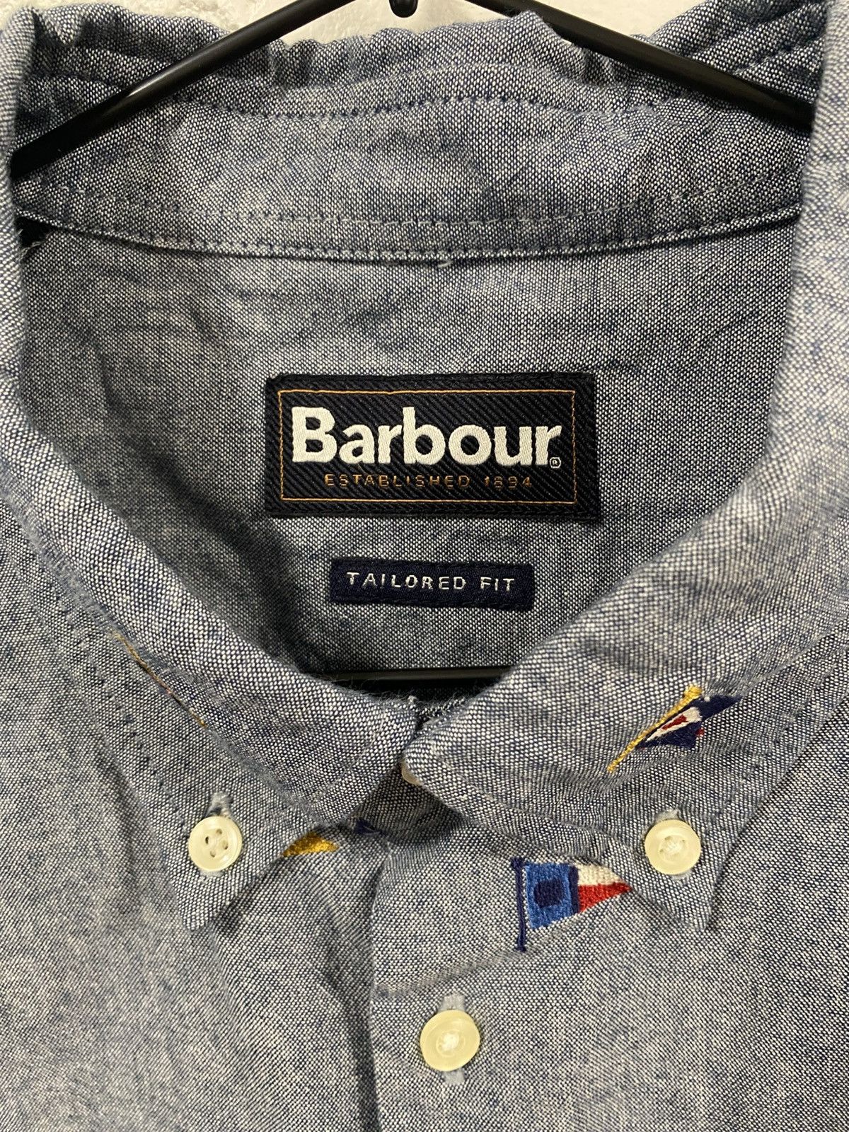 Barbour Barbour Chambray Oxford Embroidered Flag Button Shirt Size US L / EU 52-54 / 3 - 2 Thumbnail
