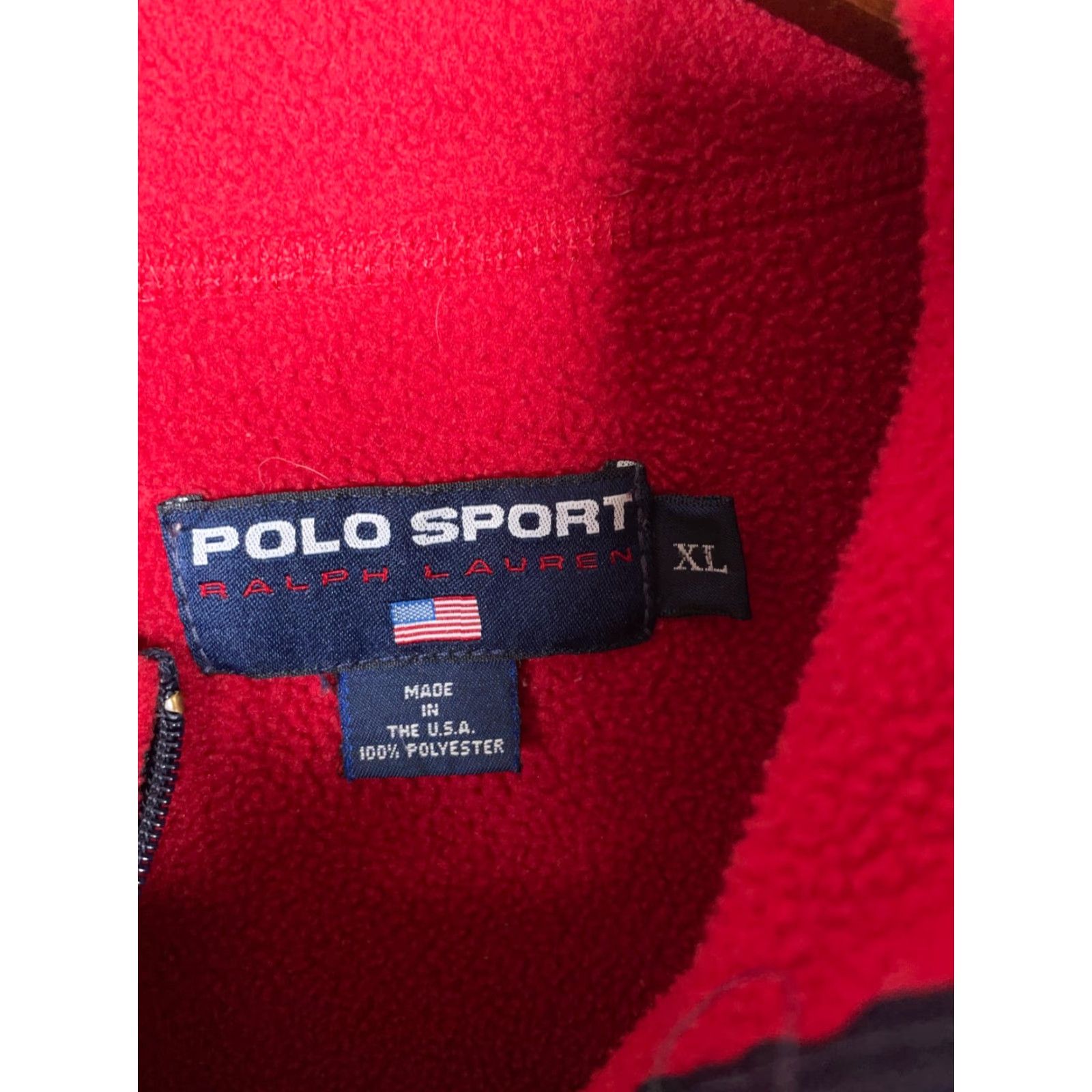 Vintage Vintage Polo Sport 1/4 Zip Fleece Pullover Adult XL Red Embroidered USA Made 90s Ralph Size US XL / EU 56 / 4 - 3 Thumbnail