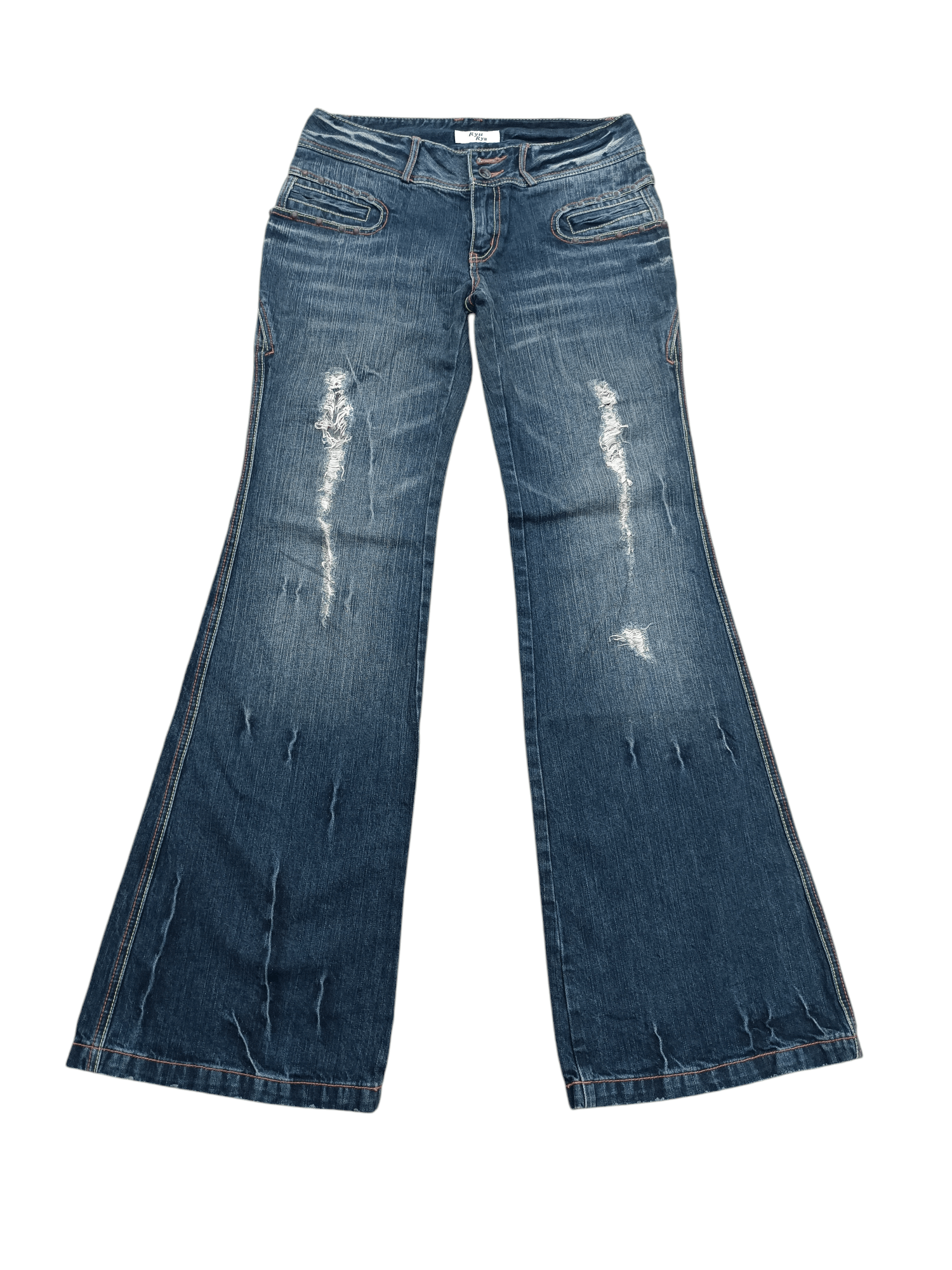 If Six Was Nine Rare Japanese Brand Ryu Ryu Super Flared Distressed Jeans Size US 32 / EU 48 - 5 Thumbnail