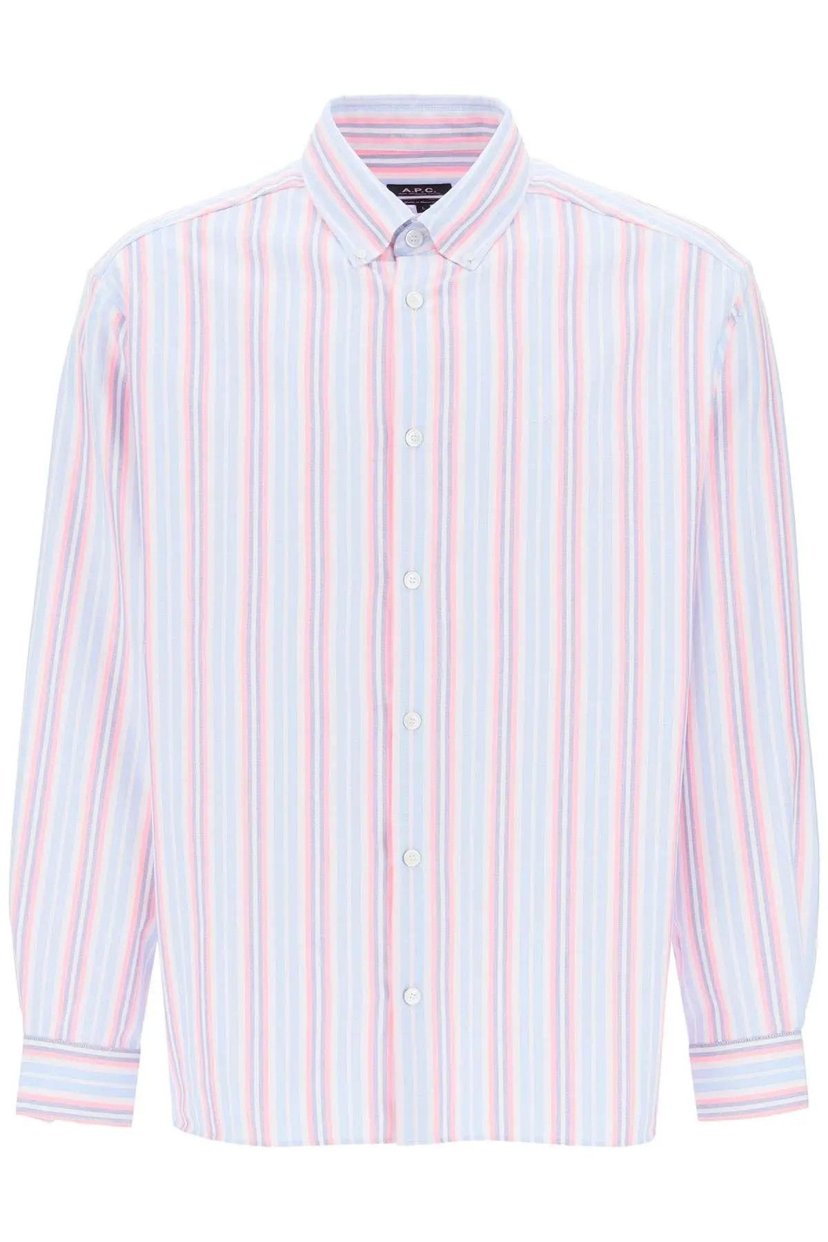 image of A P C O1S22I1N0224 Mathias Striped Oxford Shirt In Multicolor, Men's (Size Medium)