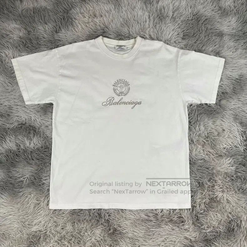 Balenciaga Balenciaga White Embroidered Logo Short Sleeve Size US L / EU 52-54 / 3 - 1 Thumbnail