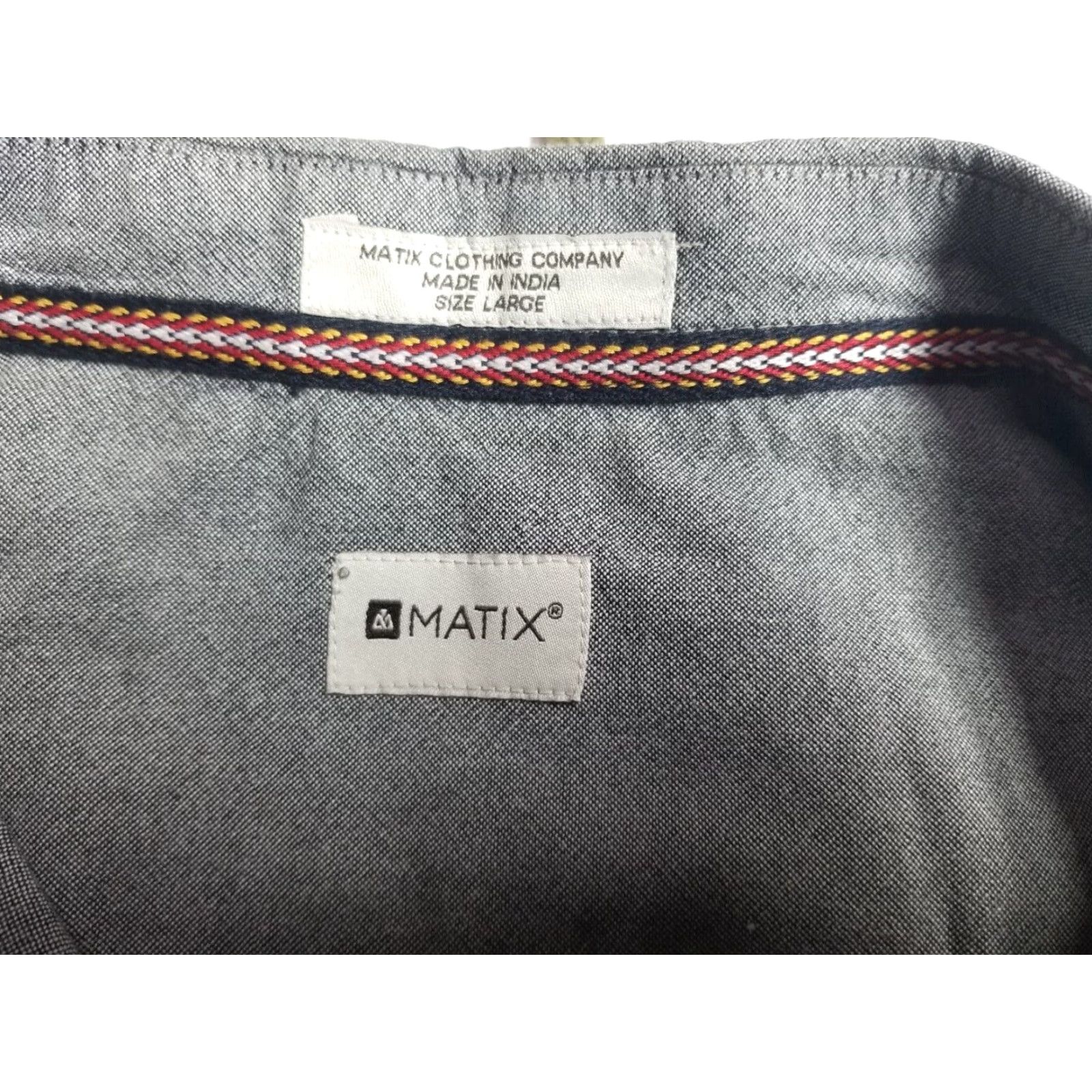 Vintage Matix Button-Up Shirt Gray Short Sleeve Cotton Men's Size Large Size US L / EU 52-54 / 3 - 7 Thumbnail