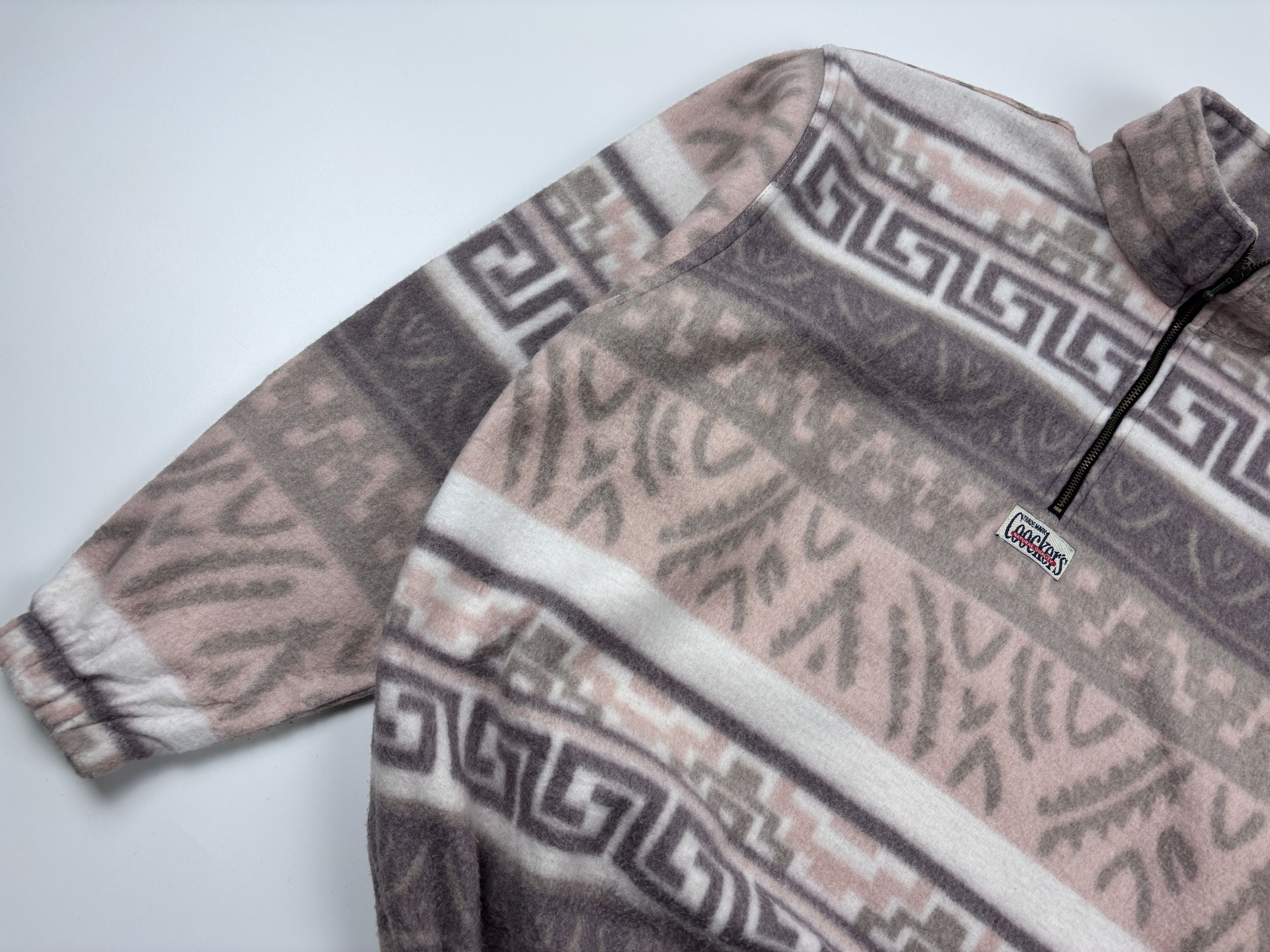 Polartec × Vintage Vintage Aztec Fleece Sweater Geometric Pullover Brown Mens L Size US L / EU 52-54 / 3 - 3 Thumbnail