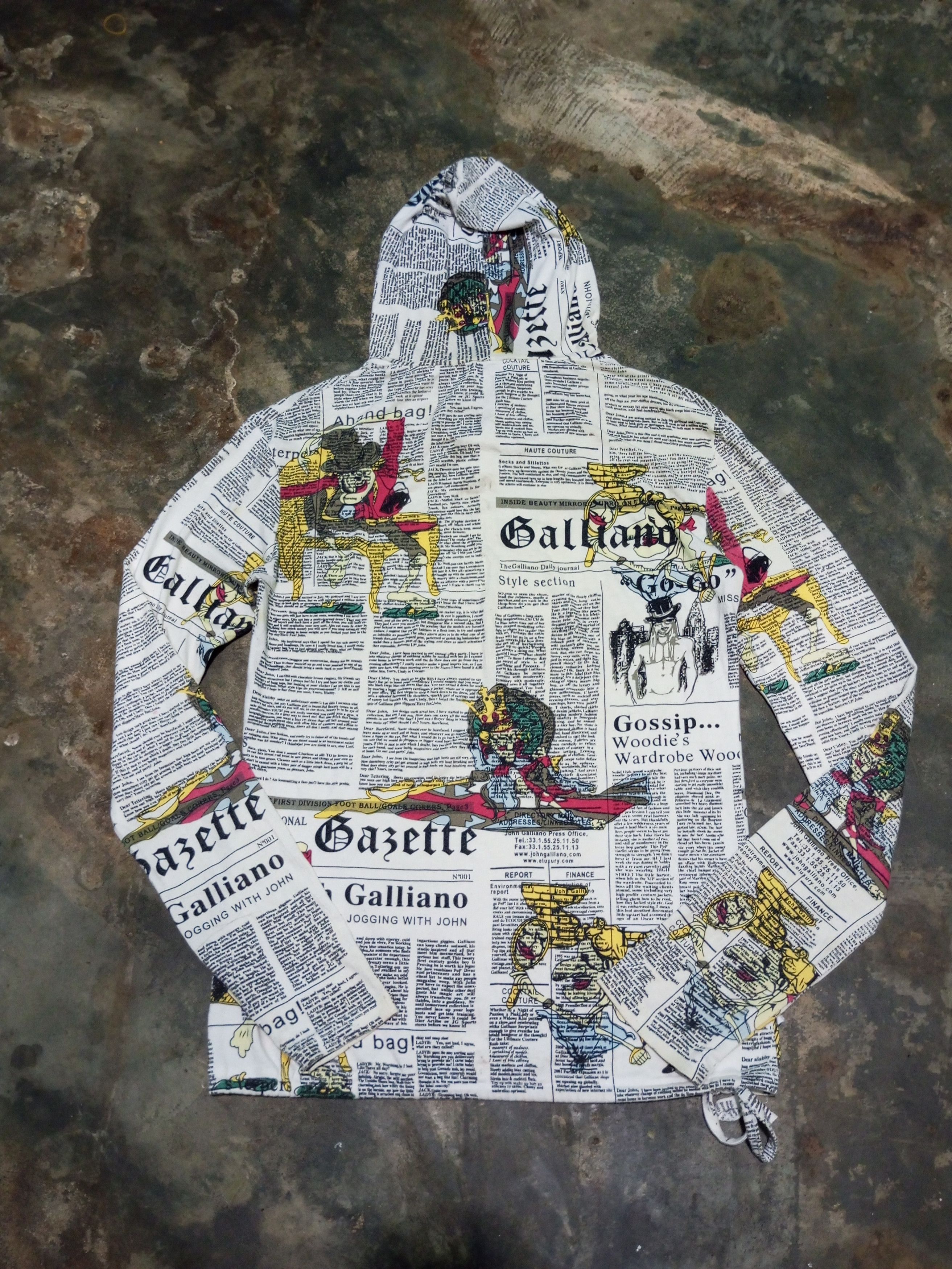 Galliano × John Galliano John galliano newspaper hoodie long 