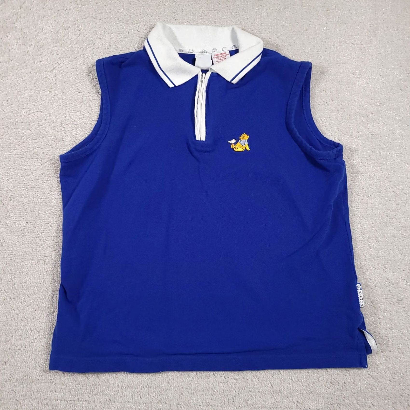 Disney VINTAGE Disney Polo Shirt Womens Large Blue White Sleeveless Winnie the Pooh Embroidered Size L / US 10 / IT 46 - 2 Thumbnail
