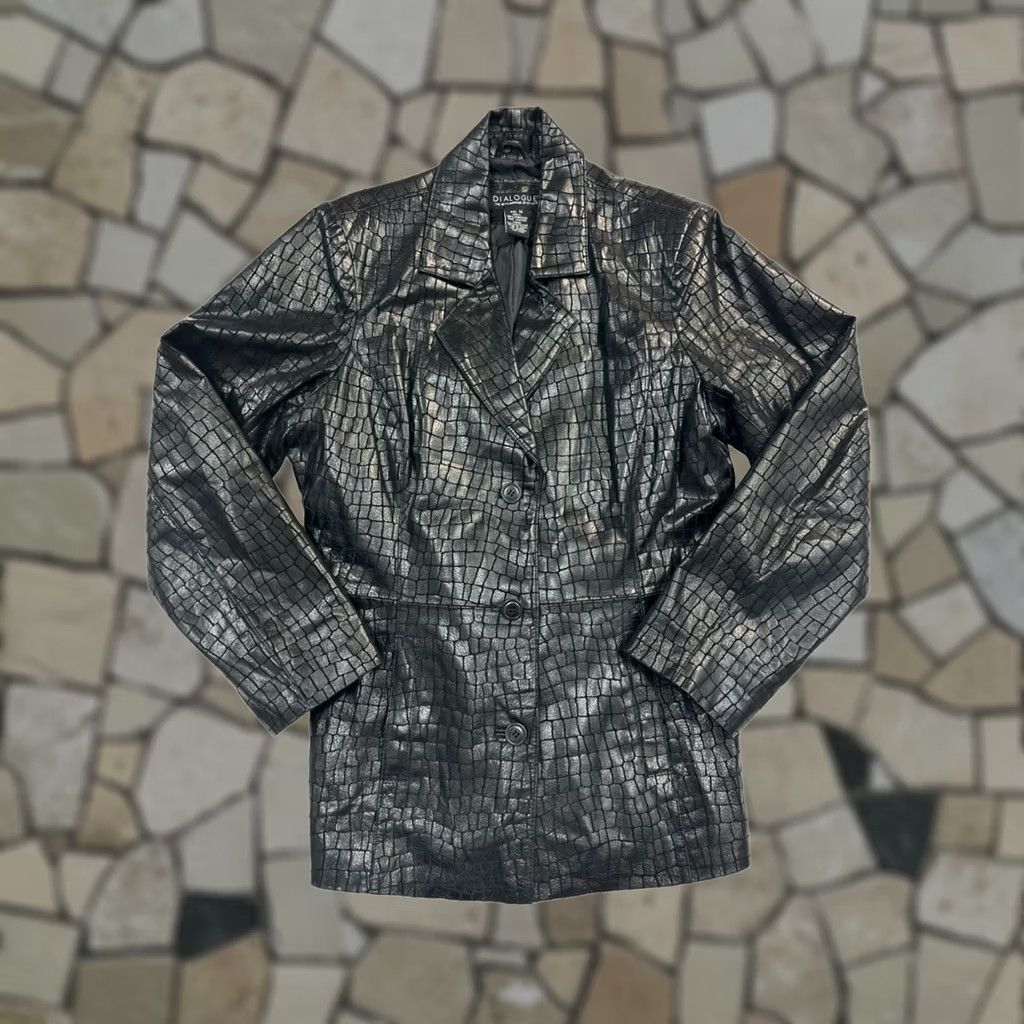 Vintage VINTAGE Dialogue Leather Jacket Women's Medium 100% Crocodile Leather Black 100% Embossed Crocodile Leather Dialogue Jacket Womens Medium Black Size M / US 6-8 / IT 42-44 - 1 Thumbnail