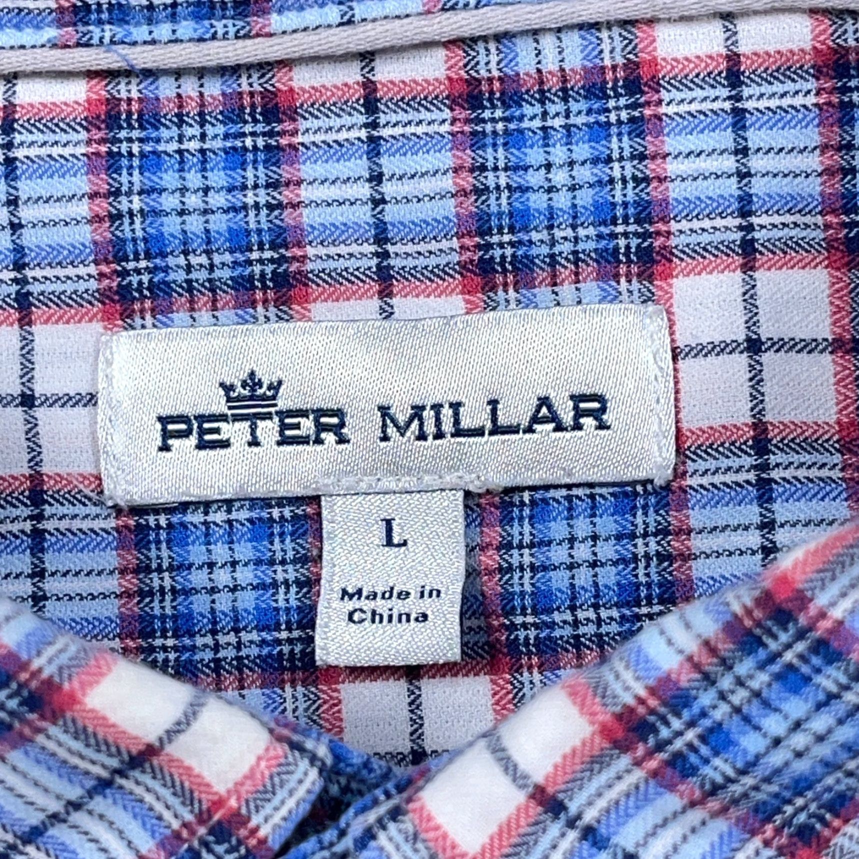 Peter Millar Peter Millar Button-Up Shirt Men Large Blue Red Plaid Windowpane Dress Casual Button-Front Collar Down Sleeves Long Sleeve Knit Cotton Flannel Size US L / EU 52-54 / 3 - 3 Thumbnail