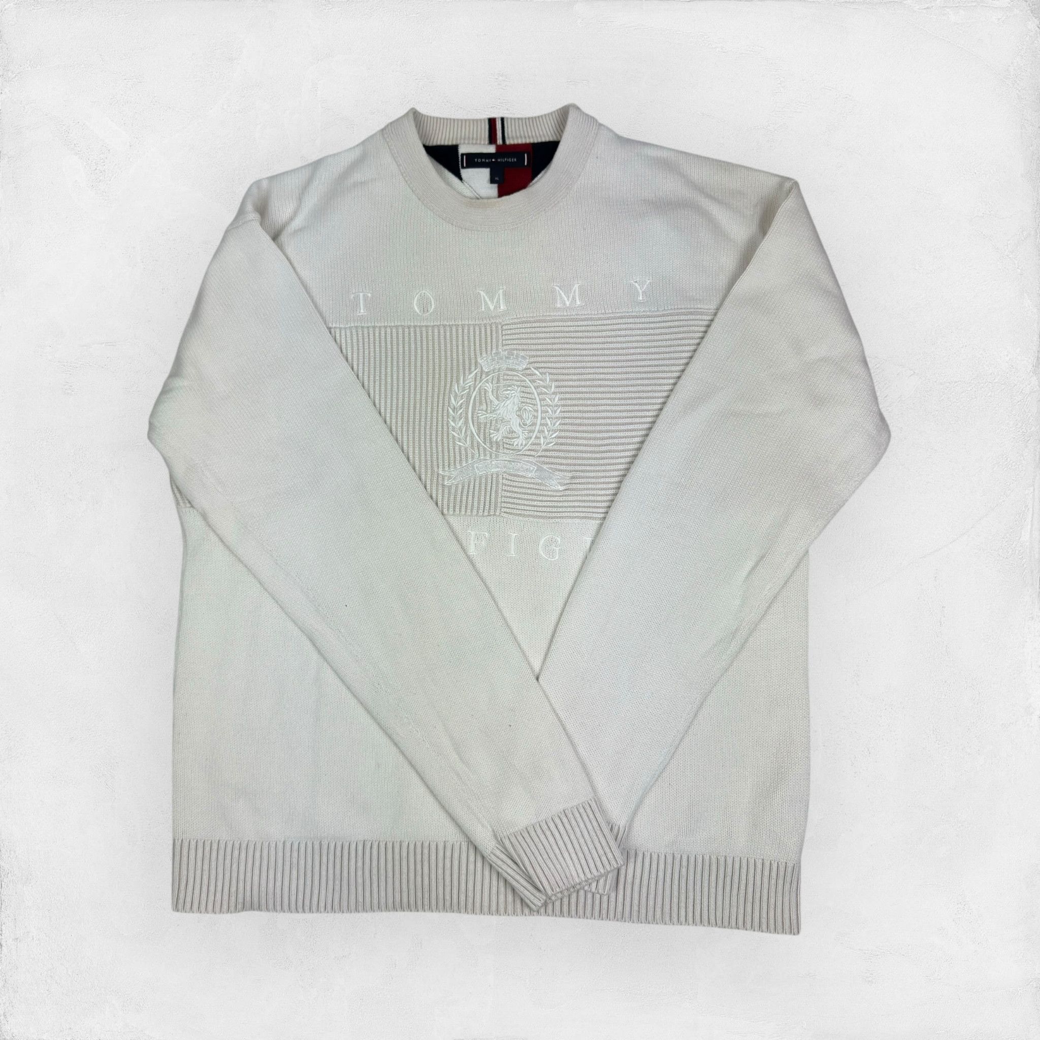 Tommy Hilfiger Tommy Hilfiger Men's White Cotton Icon Crest Flag Sweater XL Size US XL / EU 56 / 4 - 4 Thumbnail