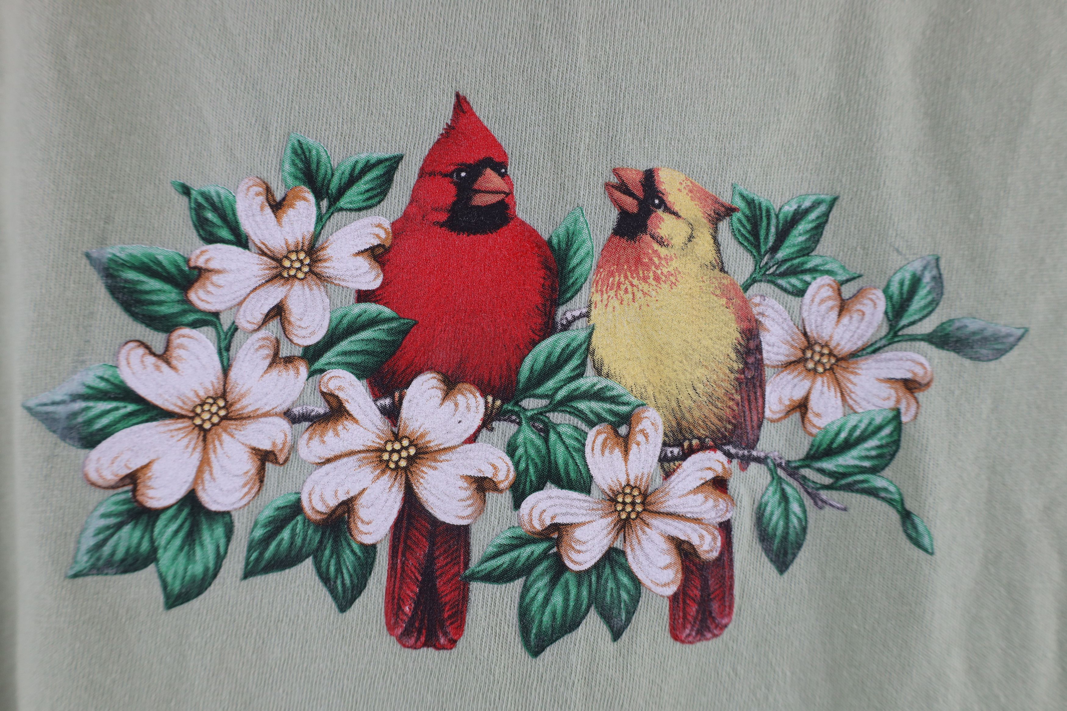 Vintage Vintage 90s Country Primitive Birds T-Shirt Green USA Size XL / US 12-14 / IT 48-50 - 4 Thumbnail
