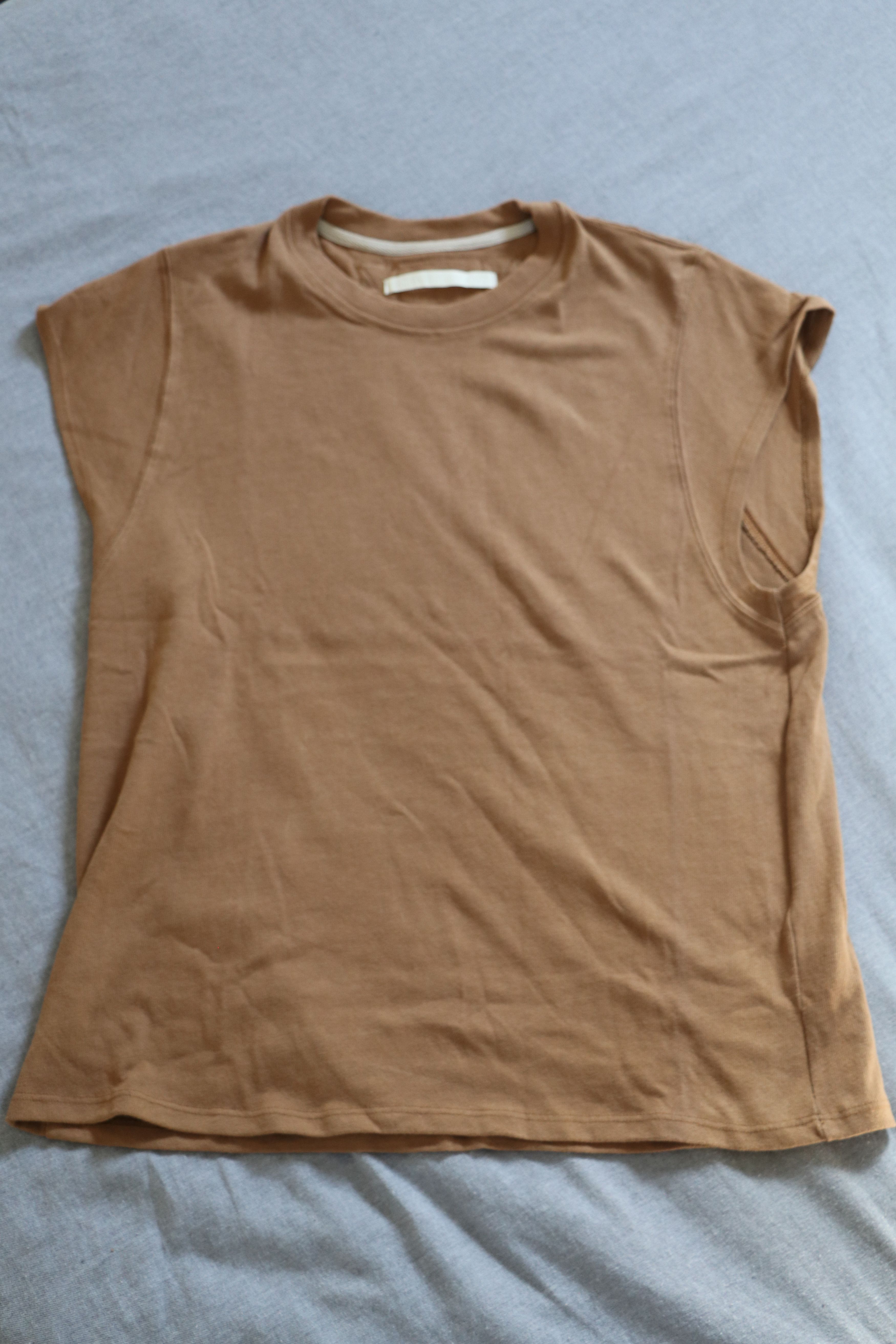 Sebastien Ami Brown Sleeveless Cut-Off T-Shirt Size US L / EU 52-54 / 3 - 1 Thumbnail