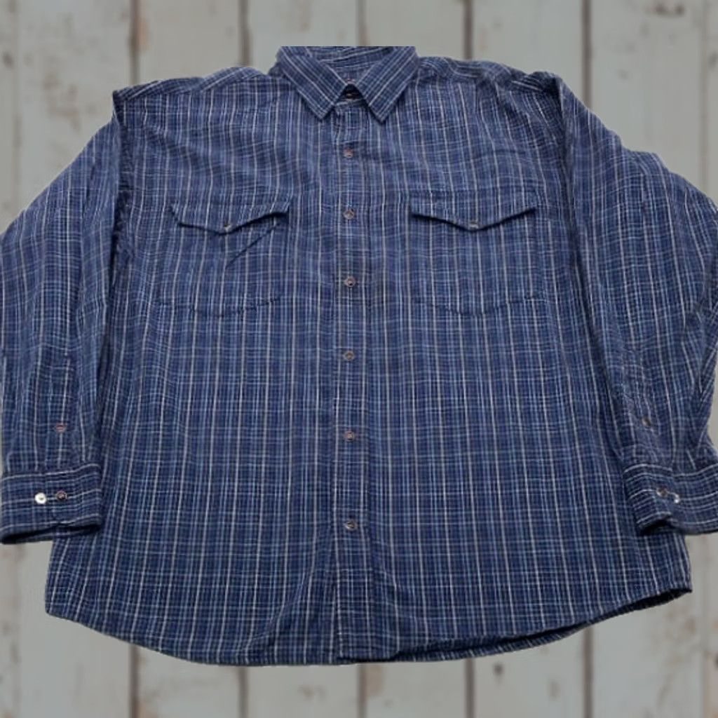 Vintage Panhandle Slim Mens Large Blue Check Pearl Snap Western Shirt 3790 Size US L / EU 52-54 / 3 - 1 Thumbnail