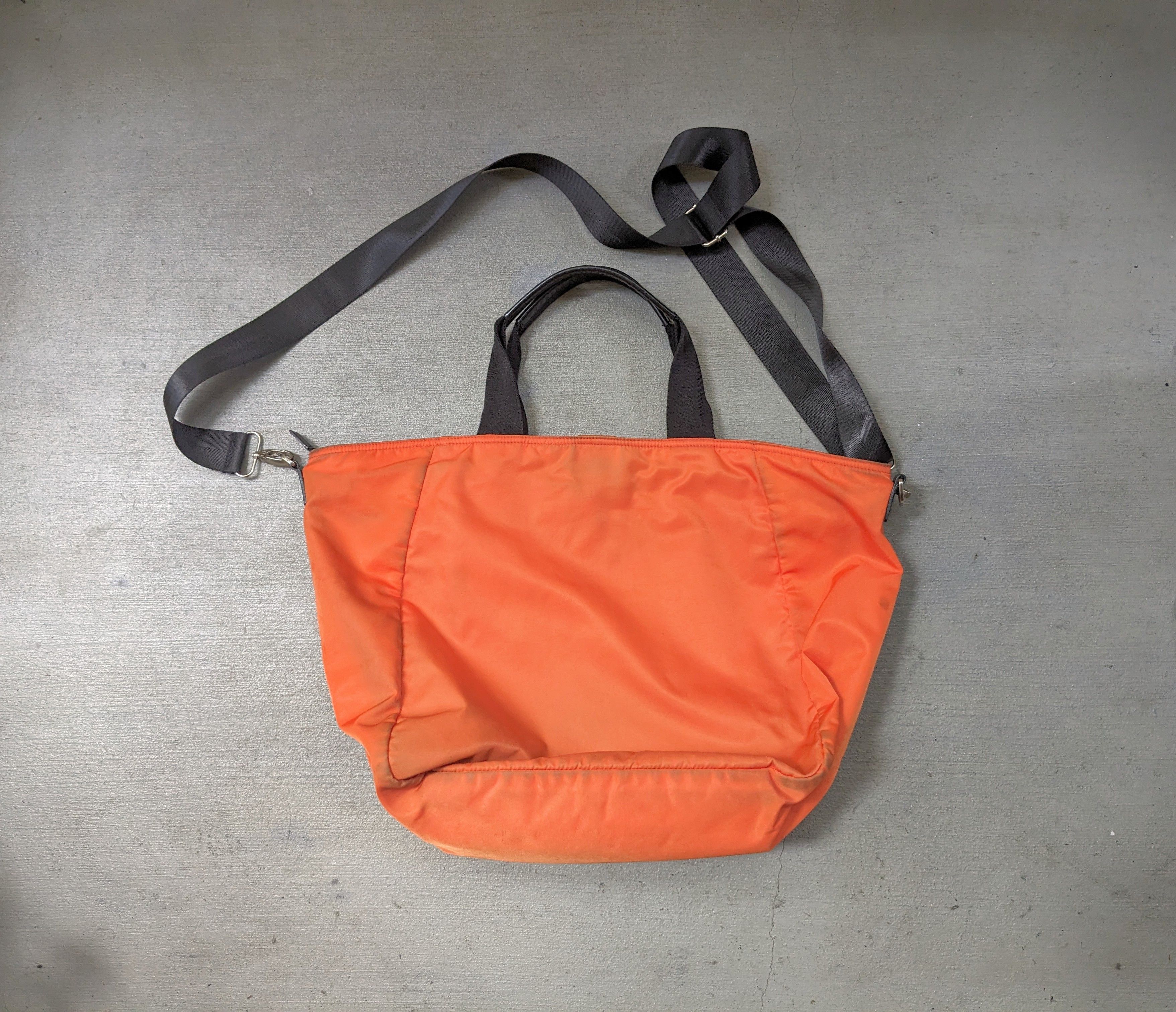 Prada Prada Bag Tote Purse Orange Nylon Black 2Way Shoulder Size ONE SIZE - 13 Thumbnail