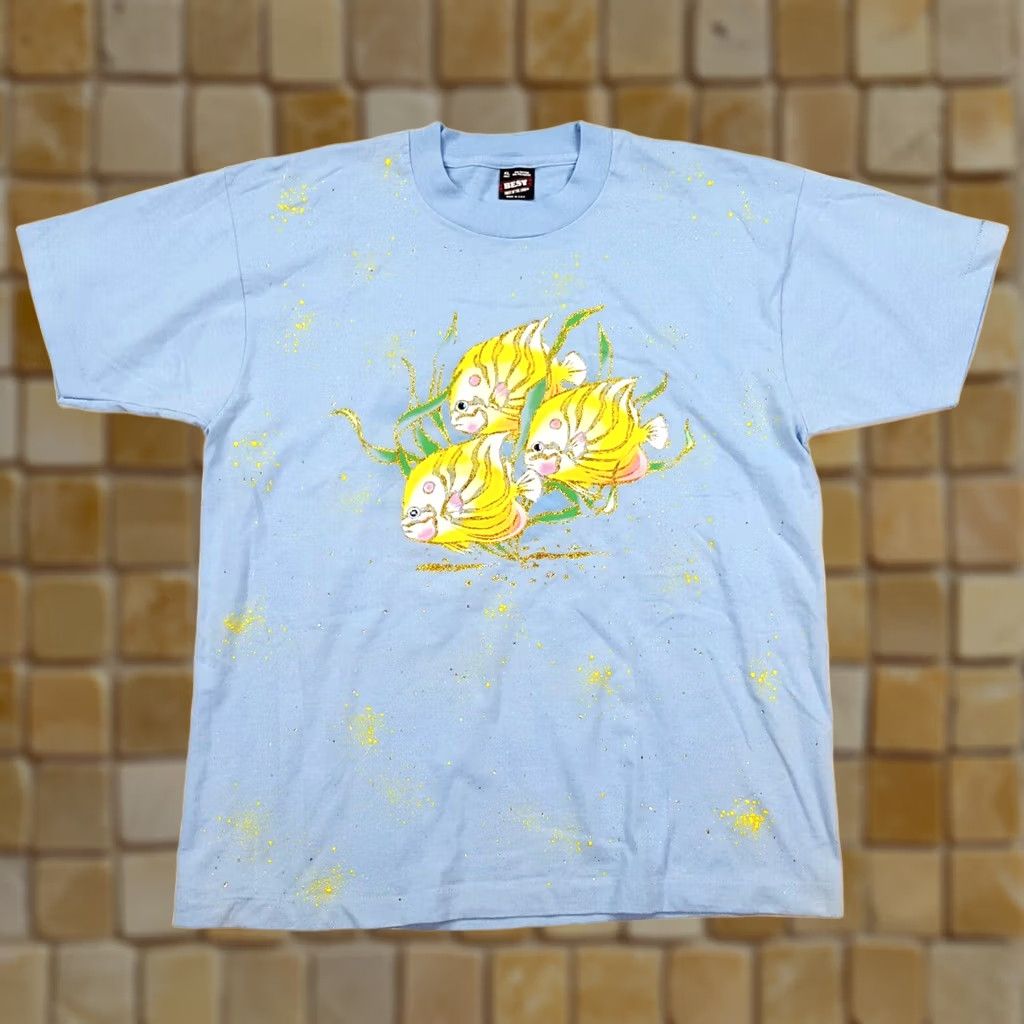 Fruit Of The Loom VINTAGE Nike Shirt Mens XL Blue Ocean Animals Beach Tropical Surf Retro T Shirt Size US XL / EU 56 / 4 - 1 Thumbnail
