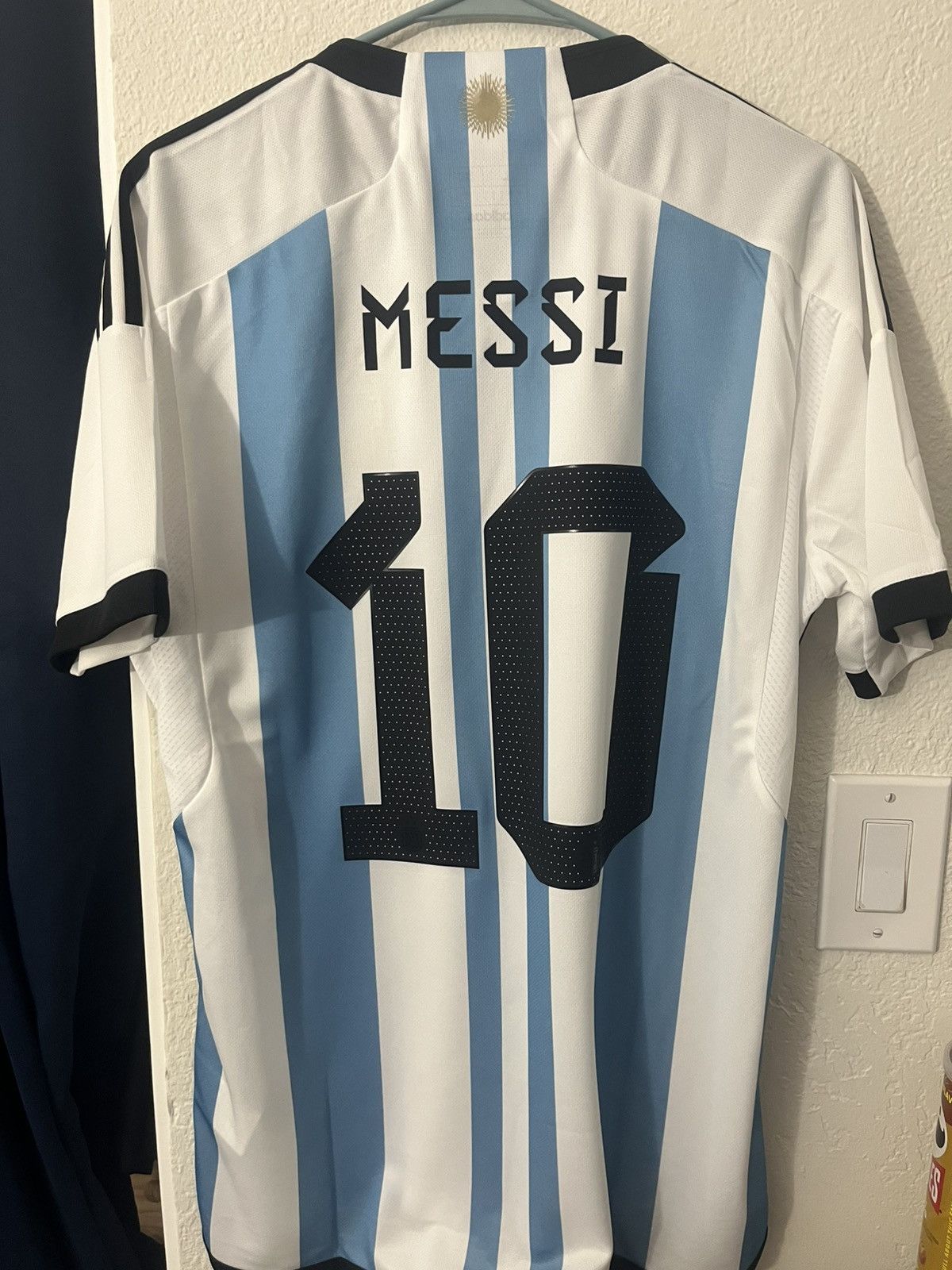 Adidas 2022 2023 Adidas Argentina Home Soccer Jersey Messi 10 Size US L / EU 52-54 / 3 - 6 Thumbnail