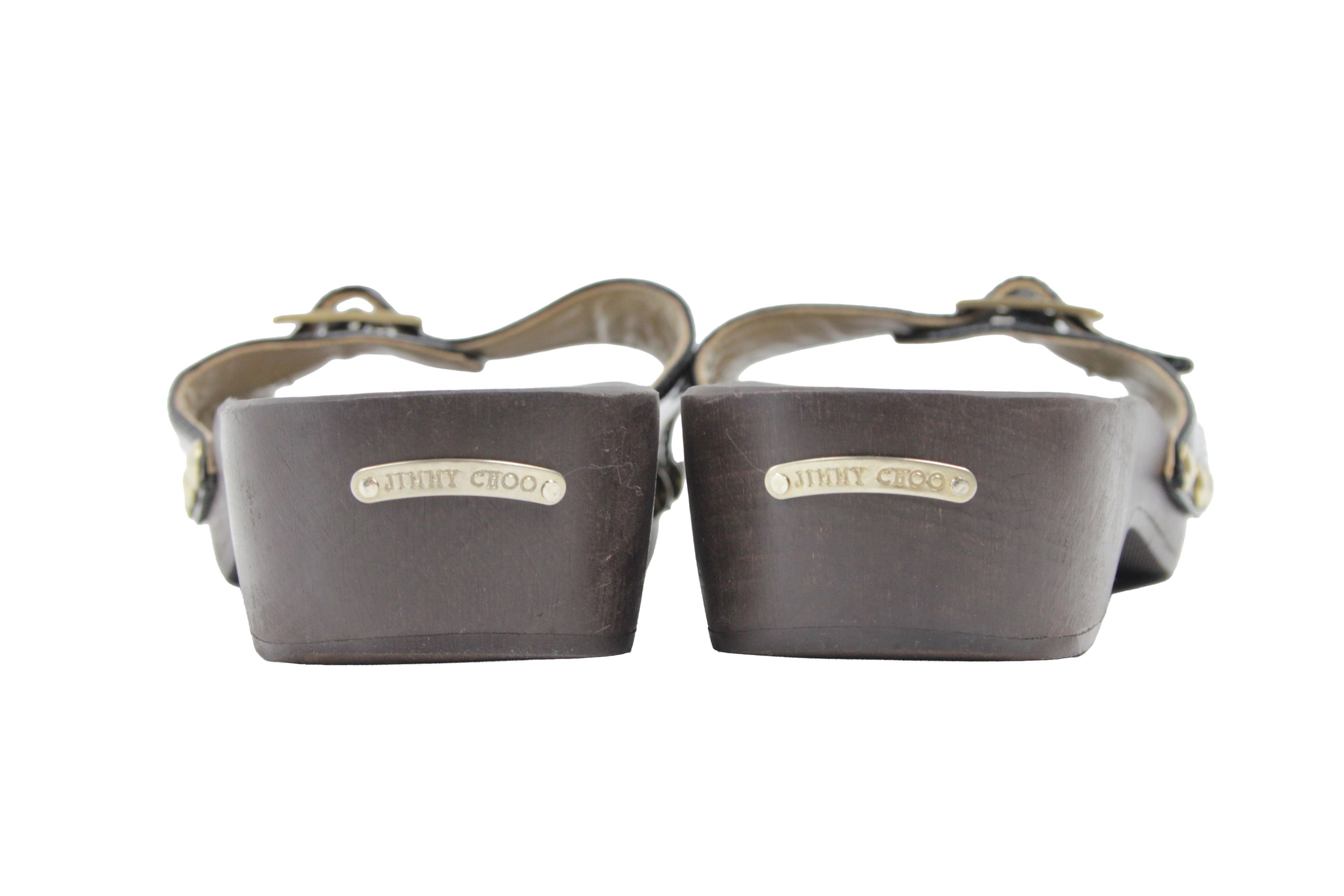 Jimmy Choo Wood Sabo Mules Y2K Studded Sandals Size US 8.5 / IT 38.5 - 11 Thumbnail