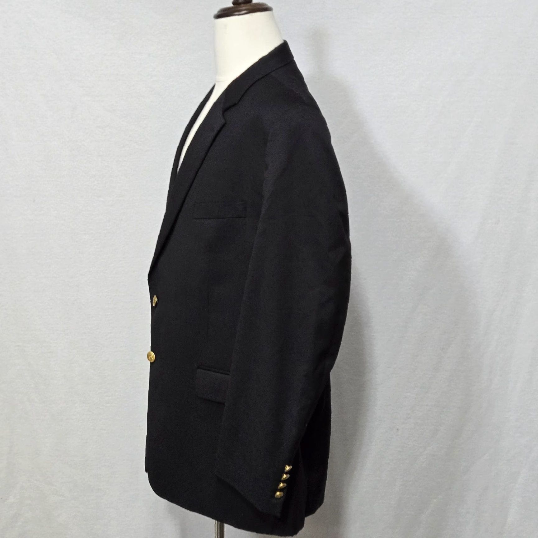 Chaps Chaps Blazer Mens 46 Regular Black Wool Sport Coat Gold Buttons Classic Size 40R - 3 Thumbnail