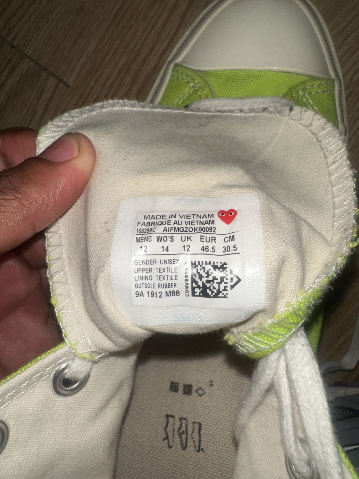 Comme des Garcons PLAY × Converse CDG x Converse Neon Green Size US 12 / EU 45 - 6 Thumbnail
