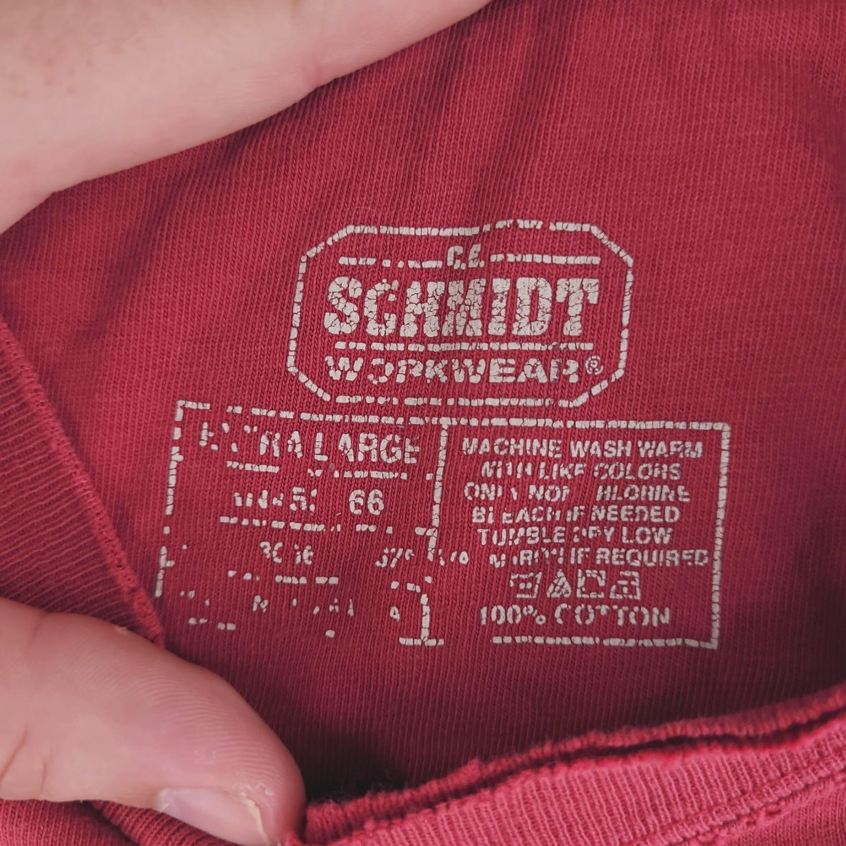 Vintage VINTAGE CE Schmidt Shirt Mens XL Red Distressed Workwear Grunge Pocket Button-Up Short Sleeve Size US XL / EU 56 / 4 - 3 Thumbnail