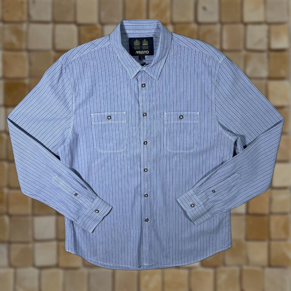 Musto Musto Blue Striped Cotton Long Sleeve Shirt L Mens Button-Up Casual Regular Fit Size US L / EU 52-54 / 3 - 1 Thumbnail