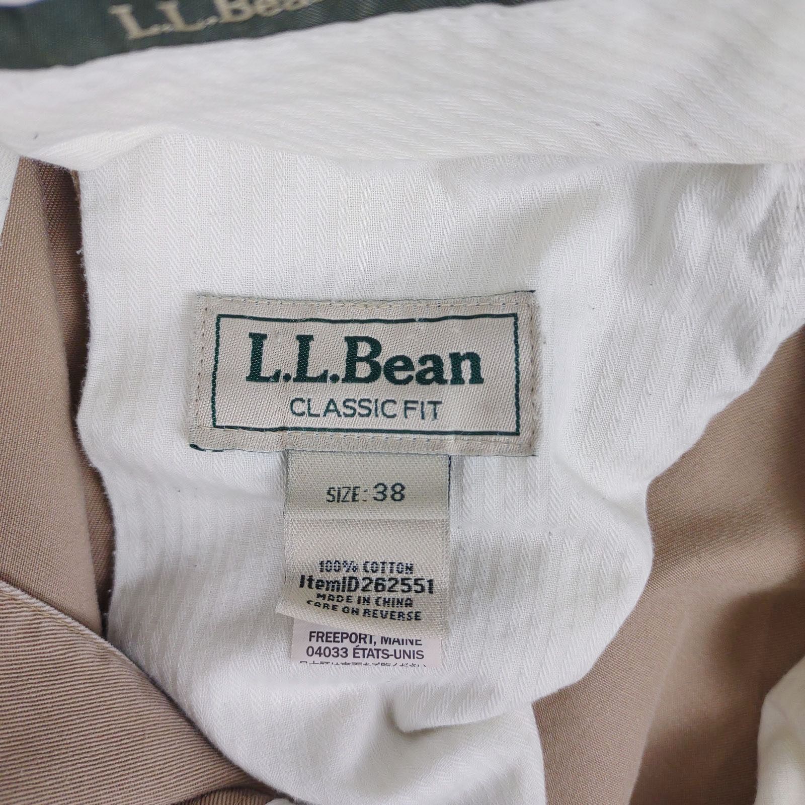 L.L. Bean LL Bean Classic Fit Men's 38x30 Flat Front Chino Tan Pants Size US 38 / EU 54 - 3 Thumbnail