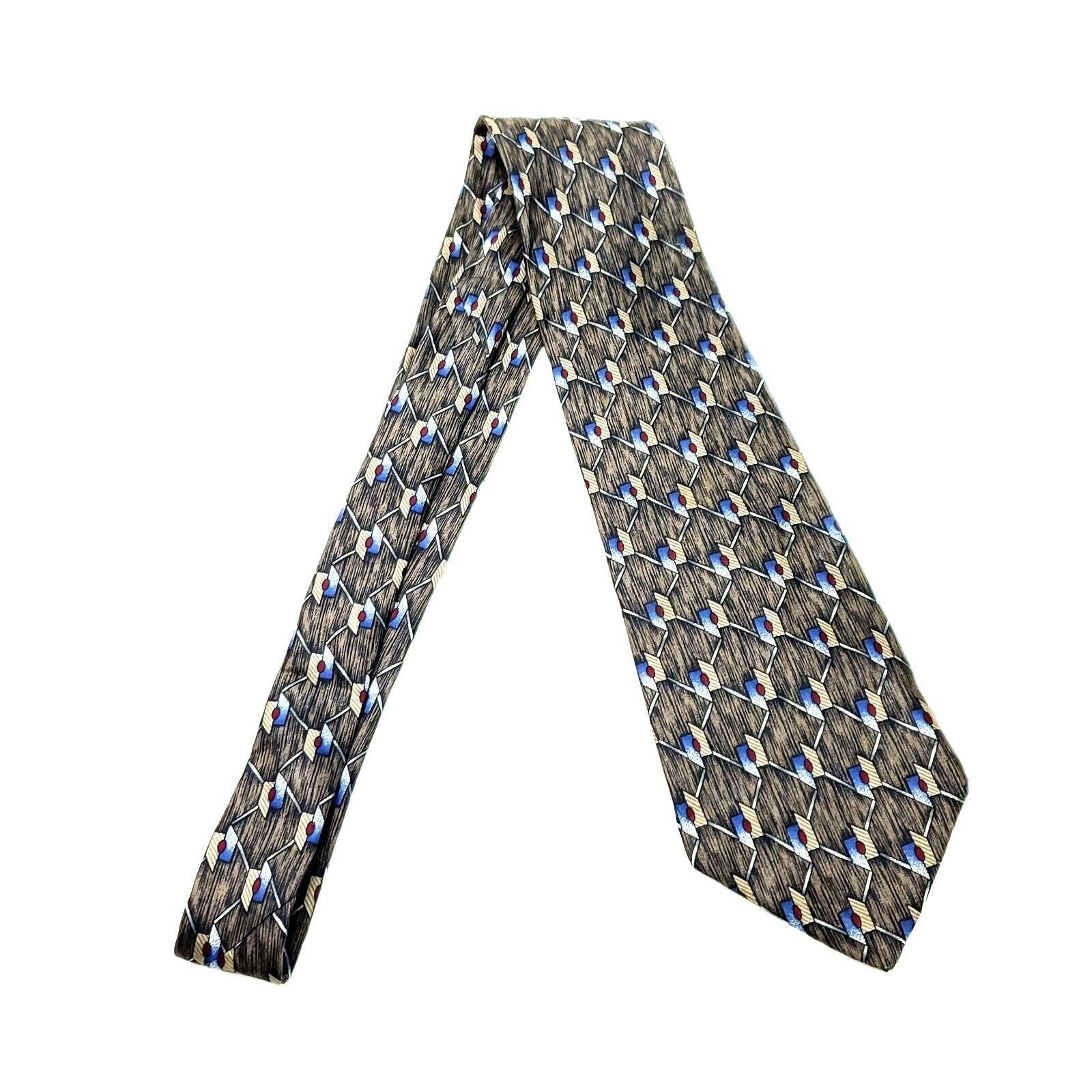 Vintage Barrington Silk Tie Green Print Geometric Wide Size ONE SIZE - 6 Thumbnail