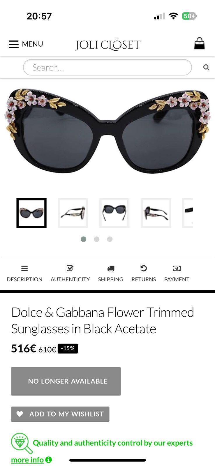 Dolce & Gabbana Dolce Gabbana Almond Flowers Sunglasses Size ONE SIZE - 3 Thumbnail