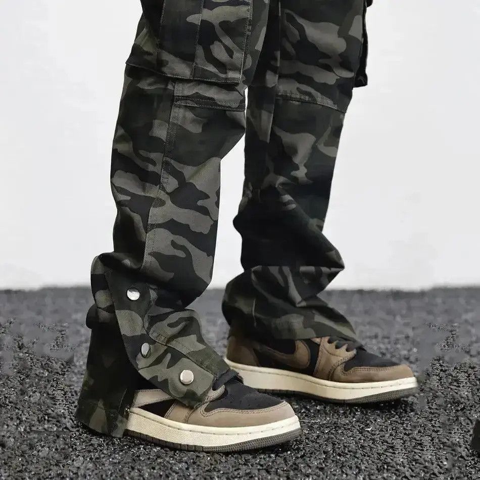 Japanese Brand Cargo camouflage trousers casual baggy pockets wide leg Size US 32 / EU 48 - 3 Thumbnail