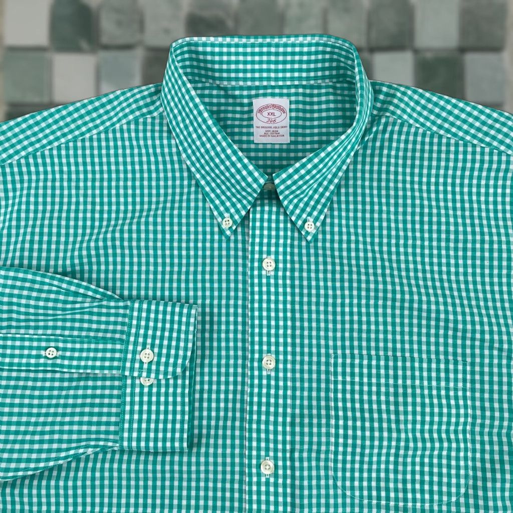 Brooks Brothers Brooks Brothers Shirt Men 2XL Green Gingham Check Non Iron Long Sleeve NWT Size US XXL / EU 58 / 5 - 1 Thumbnail