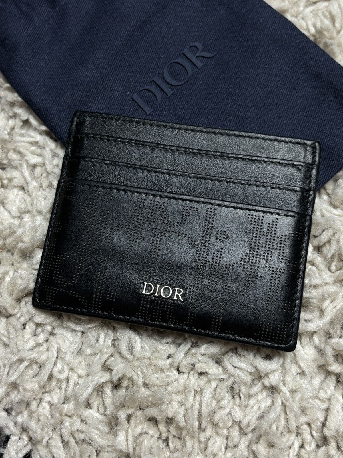Dior Oblique Perforated Leather Card Holder Wallet