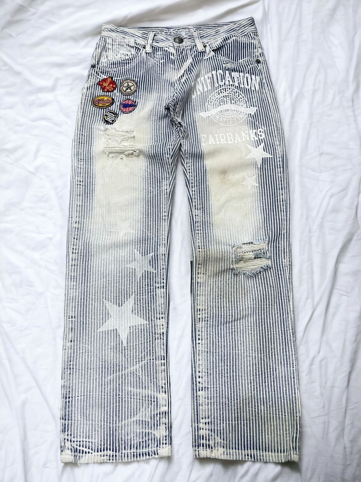 The Vintage Standard Japan Hickory Distressed Laser Jeans