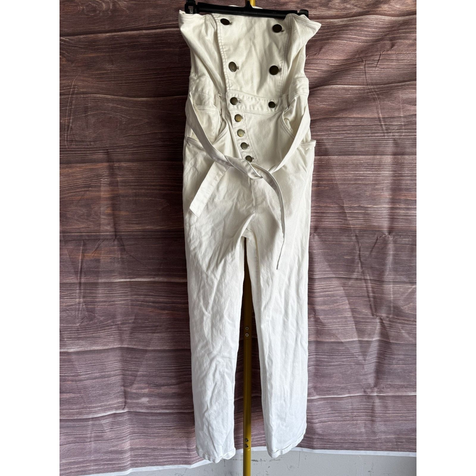 Marissa Webb Marissa Webb Size 8 Denim Jumpsuit White w/ Copper Buttons Size 30" / US 8 / IT 44 - 5 Thumbnail