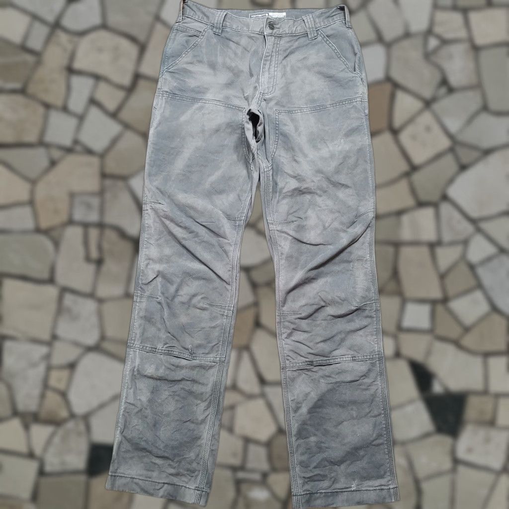 Carhartt Pants Mens 31x34 Gray Double Knee Acid Wash Tie Dye Canvas Grunge Relax