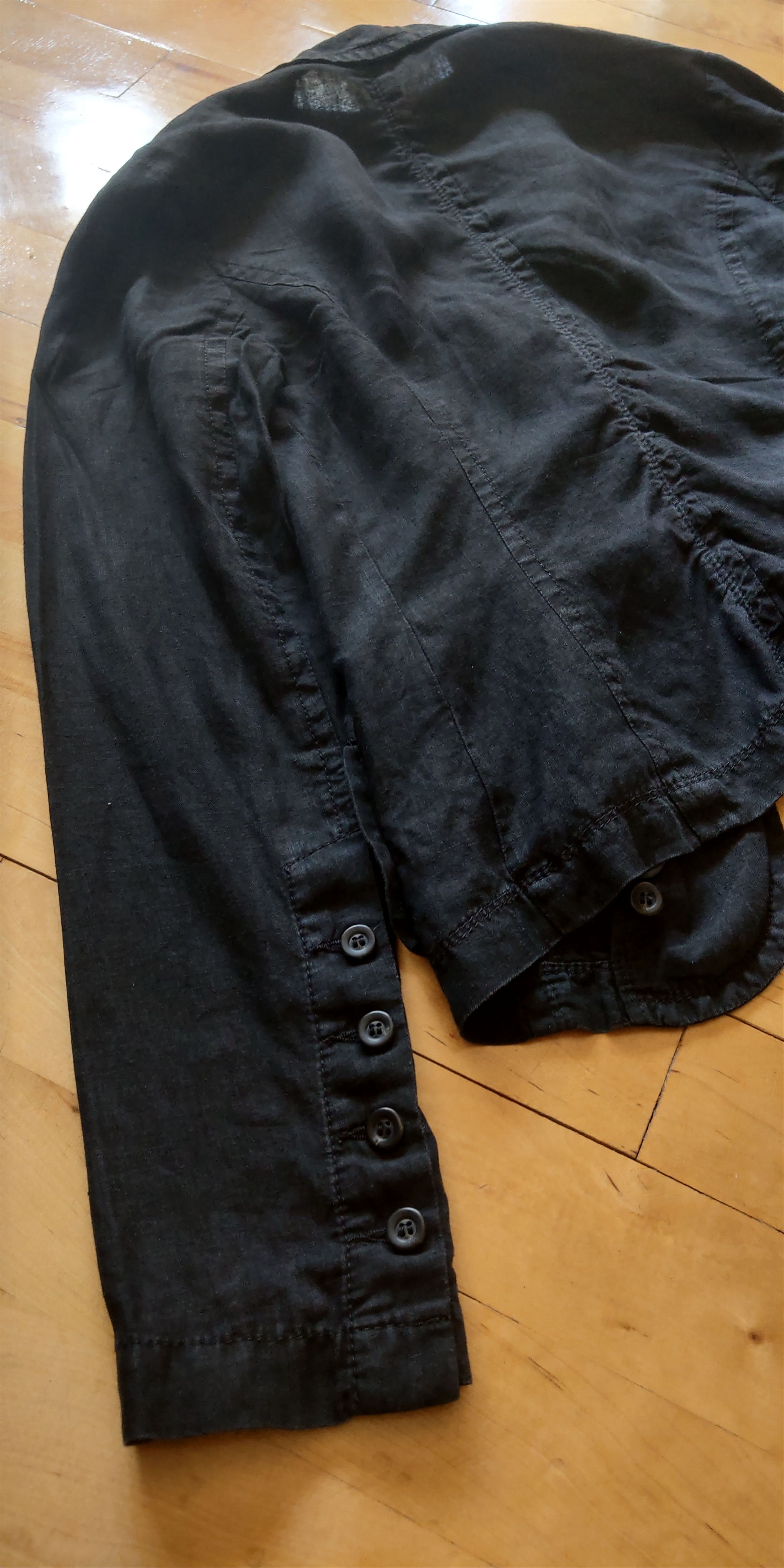 Vintage 100% Linen Jacket Noir Blazer Darkfashion Alt Goth Emo Witch Size M / US 6-8 / IT 42-44 - 7 Thumbnail